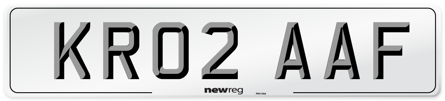 KR02 AAF Number Plate from New Reg